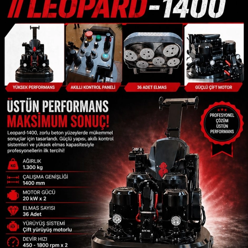 Leopard 1400 Uzaktan Kumandalı Tam Oto. Beton Silim Makinesi